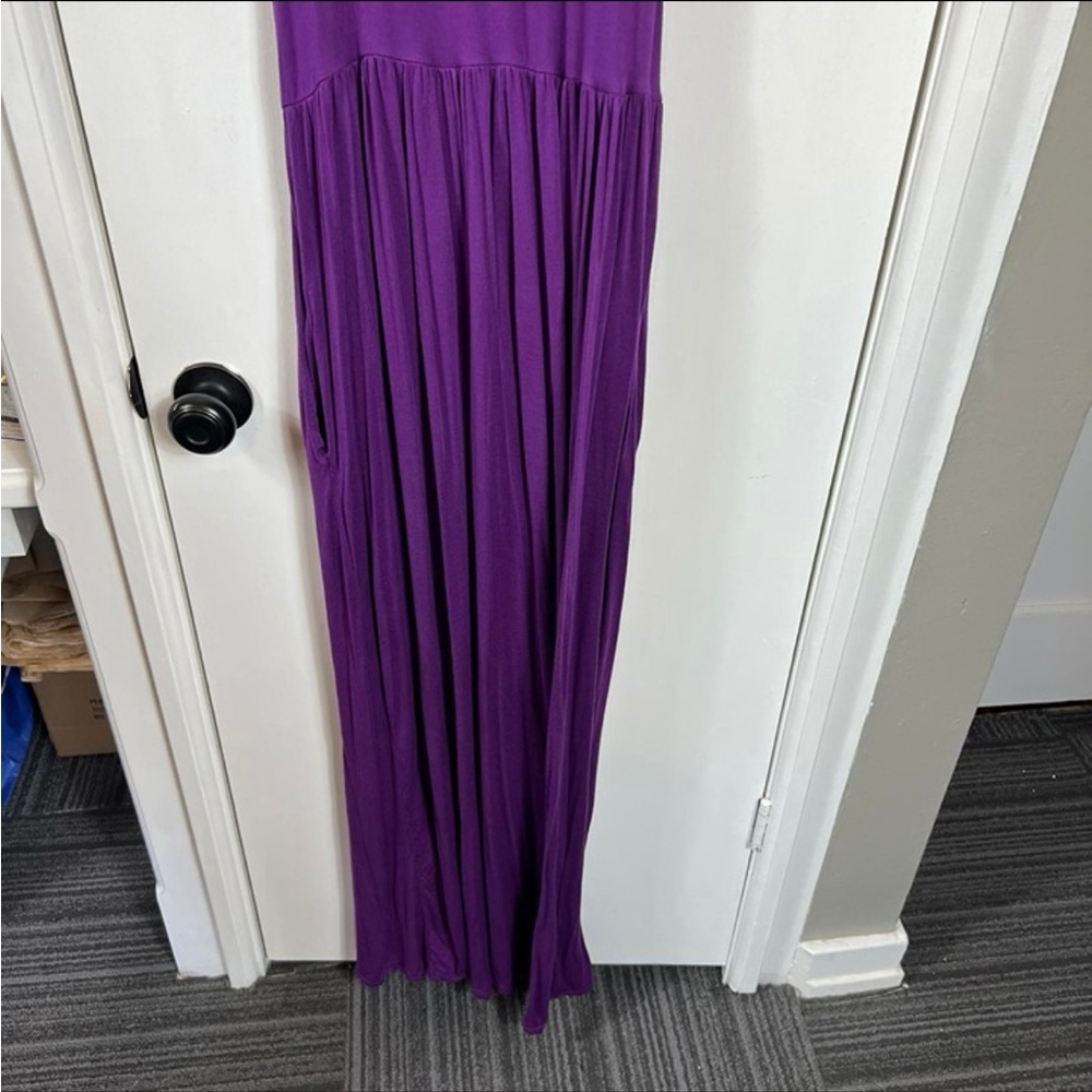 Plum Purple Sleeveless Maxi Dress with Pockets | A-Line Flowy Fit | Size Large - Picture 4 of 8